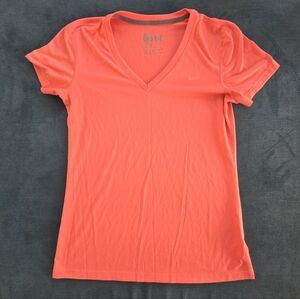 Nike Dri-fit Women’s V-Neck Short Sleeve Tee - Coral Pink